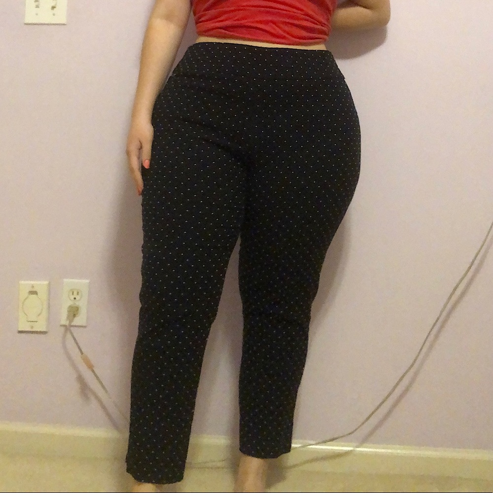 EUC Black with white polka dots ankle dress pants